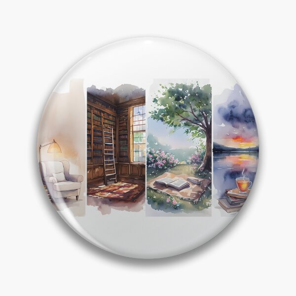 Aperçu de l'œuvre Ambiance de lecture rêveuse – Paysages aquarellés et livresques créée et vendue par CivilOrangeDesigns.