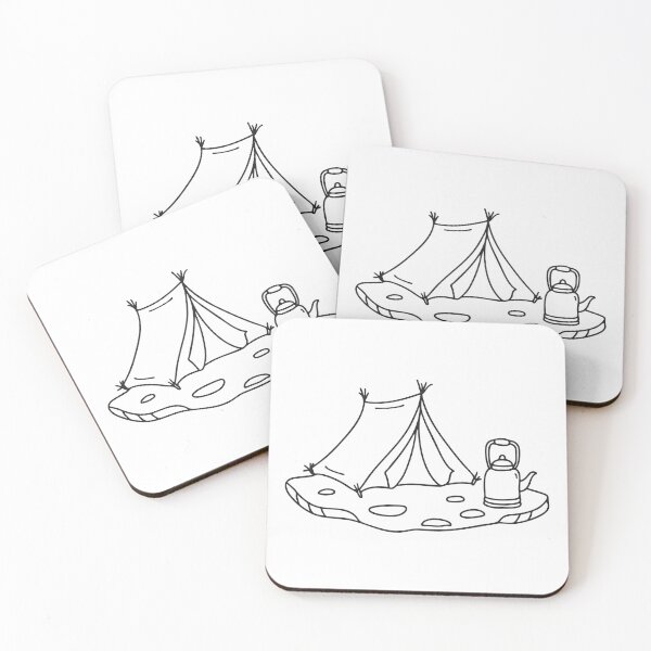 Item preview, A kettle on a stone surface beside a tent entrance designed and sold by rasagamastore.