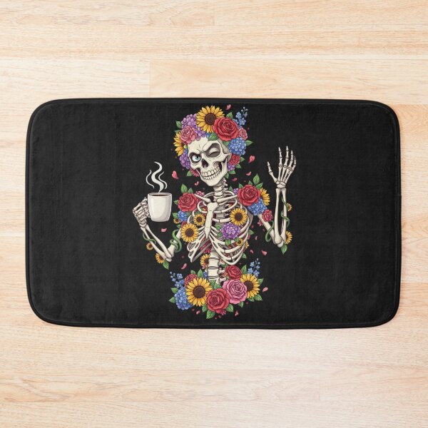 Item preview, Floral Coffee Skeleton Woman | Vibrant Gothic Chic Art designed and sold by ColorSplash123.