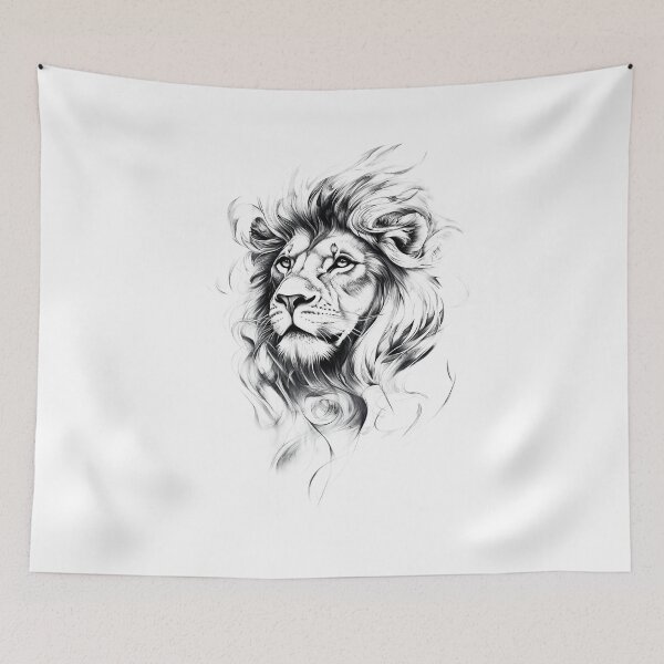 Item preview, Cool black and white lion portrait with bold, elegant designer style details designed and sold by Encreable.
