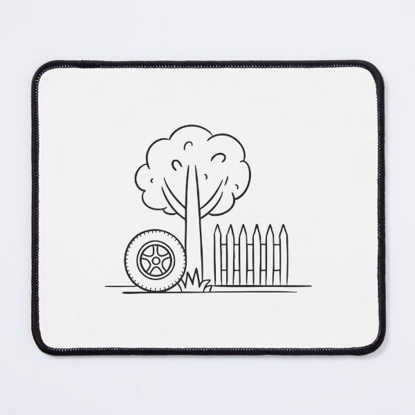 Item preview, Under a tree, a tire rests beside a fence designed and sold by rasagamastore.