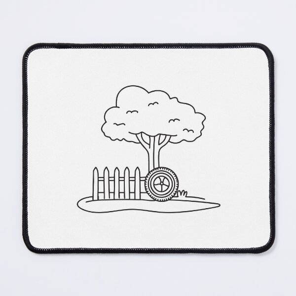 Item preview, Under a tree, a tire rests beside a fence designed and sold by rasagamastore.