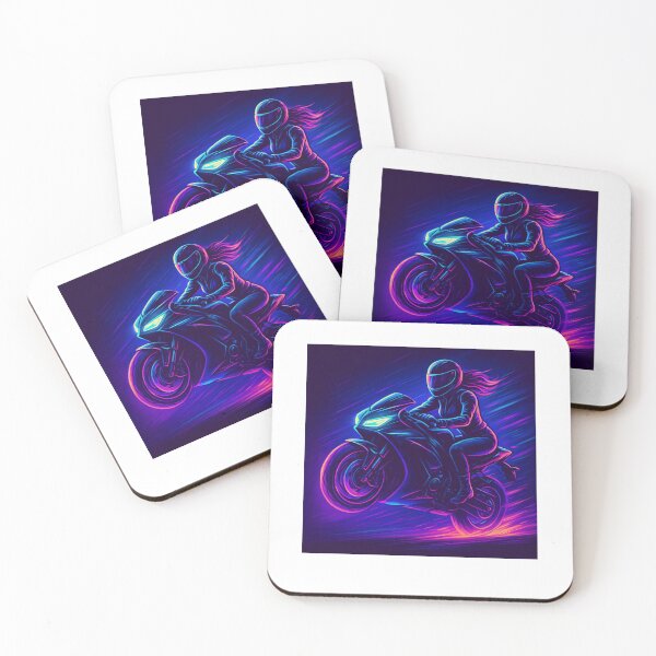 Item preview, Neon Motorcycle Girl Rider – Futuristic Sportbike Night Ride Vaporwave Synthwave designed and sold by Fleetwood1994.