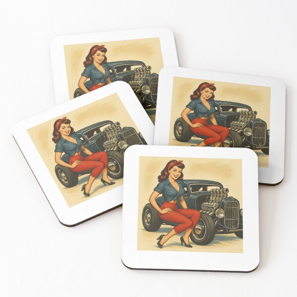 Item preview, Pin Up Girl with Hot Rod – Retro Rockabilly Car Culture Vintage Garage designed and sold by Fleetwood1994.