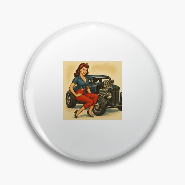 Item preview, Pin Up Girl with Hot Rod – Retro Rockabilly Car Culture Vintage Garage designed and sold by Fleetwood1994.