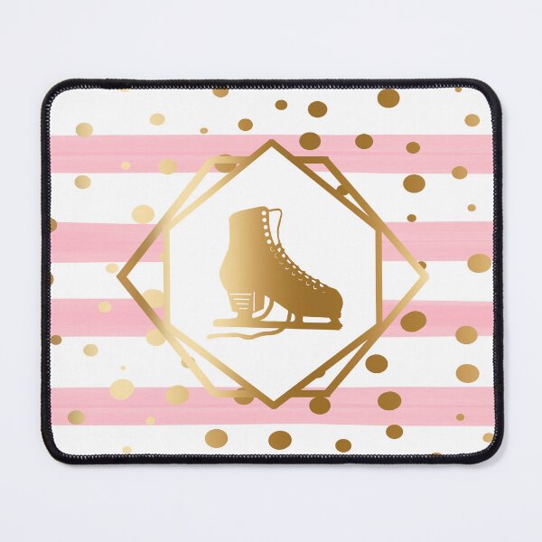 Item preview, Gold Figure Skate on Pastel Pink Stripes with Gold Dots designed and sold by Purposely Designed.
