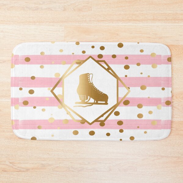 Item preview, Gold Figure Skate on Pastel Pink Stripes with Gold Dots designed and sold by Purposely Designed.
