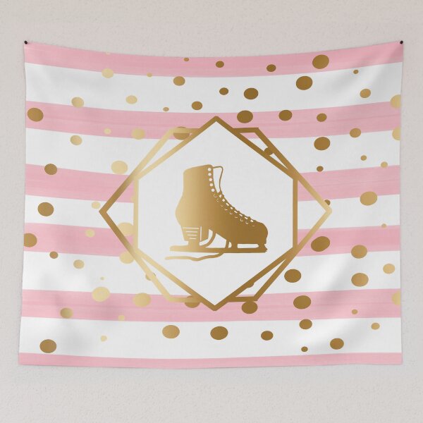 Item preview, Gold Figure Skate on Pastel Pink Stripes with Gold Dots designed and sold by Purposely Designed.