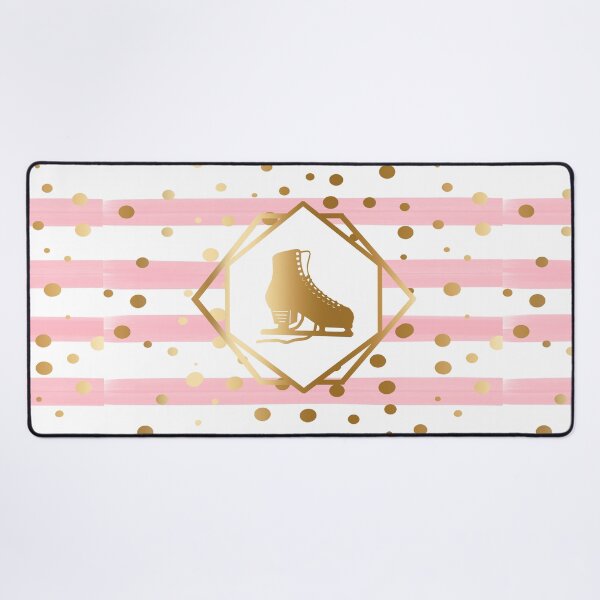 Item preview, Gold Figure Skate on Pastel Pink Stripes with Gold Dots designed and sold by Purposely Designed.