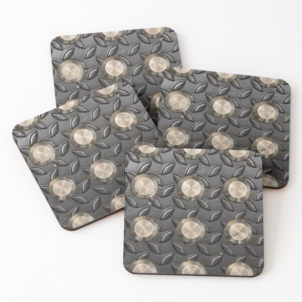 Item preview, Industrial Metal Floor with Circular Studs — Textured Steel Surface Design designed and sold by SurfaceCraft Studio.