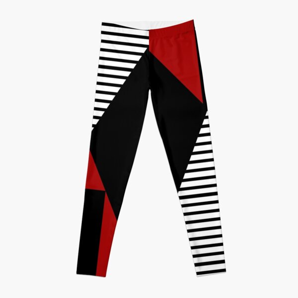 Red & Black Geometric Abstraction Leggings
