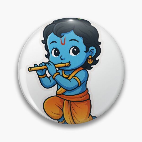 Item preview, Cute Little Lord Krishna Playing Flute – Hindu Spiritual Art Sticker designed and sold by InnerDivineSoul.
