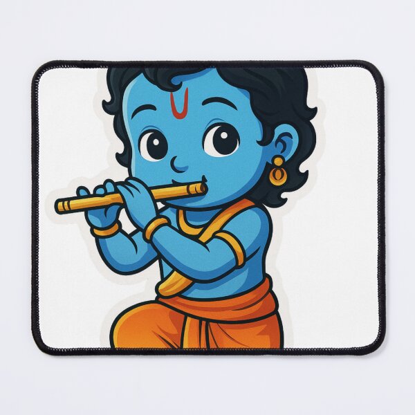 Item preview, Cute Little Lord Krishna Playing Flute – Hindu Spiritual Art Sticker designed and sold by InnerDivineSoul.