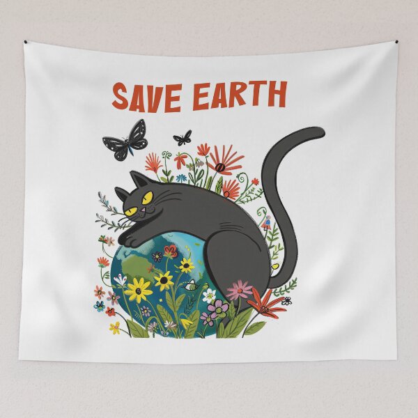 Item preview, Black Cat Saves Earth and Floral Garden designed and sold by TeeARTHY.