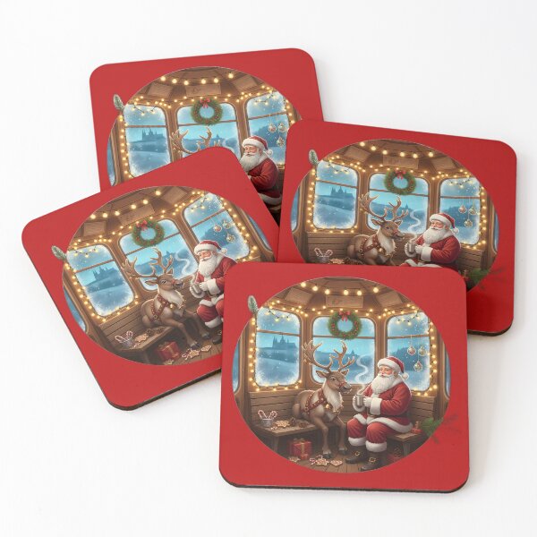 Item preview, Cozy Santa & Reindeer in Prague Tram  | Warm Winter Interior  designed and sold by FixwellStudio.