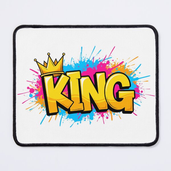 Item preview, KING Graffiti Crown: Bold Yellow King Word Art with Neon Paint Splatter designed and sold by Scorpio Art.
