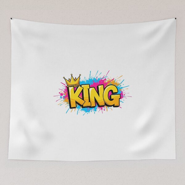 Item preview, KING Graffiti Crown: Bold Yellow King Word Art with Neon Paint Splatter designed and sold by Scorpio Art.