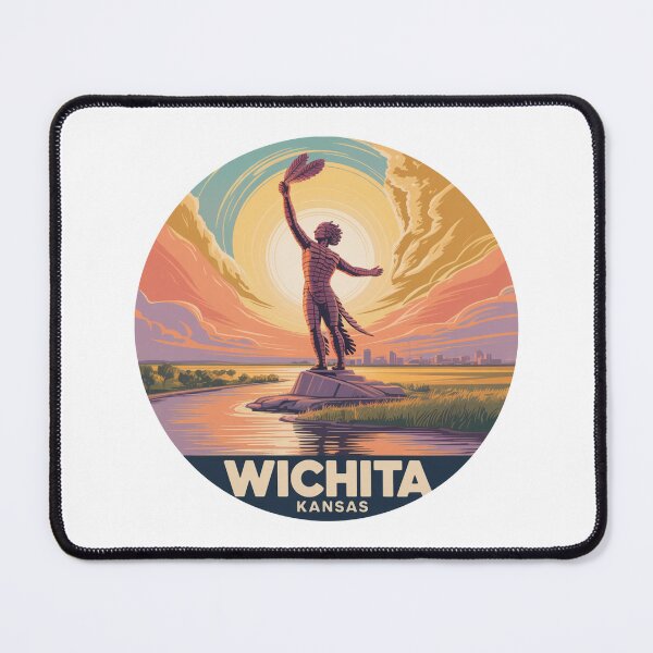 Item preview, Wichita Kansas Sunset – Keeper of the Plains Retro Art designed and sold by CircinusStore.