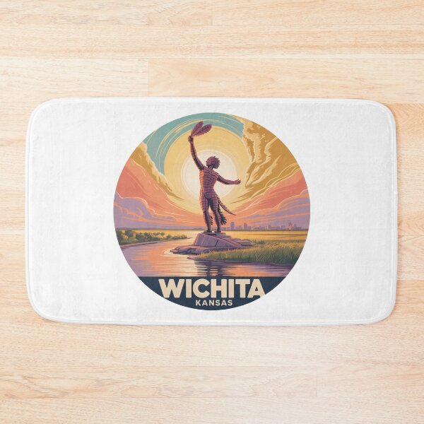 Item preview, Wichita Kansas Sunset – Keeper of the Plains Retro Art designed and sold by CircinusStore.