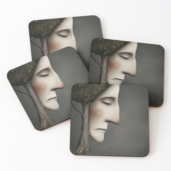 Item preview, Melancholy Tree Man Surreal Portrait - Dark Nature Art designed and sold by Carlos Restrepo.