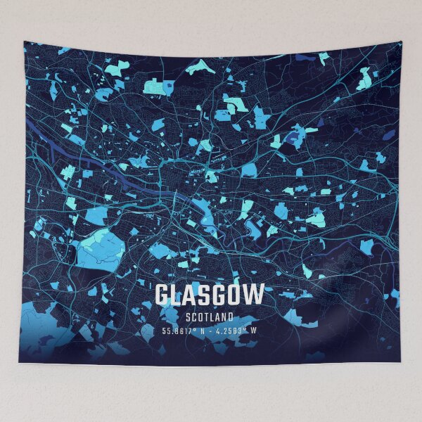 Item preview, Glasgow Midnight City Map designed and sold by HomeLivingCo.