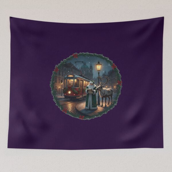 Item preview, Santa & Reindeer Malá Strana Prague Tram  | Snowy Night Cinematic designed and sold by FixwellStudio.