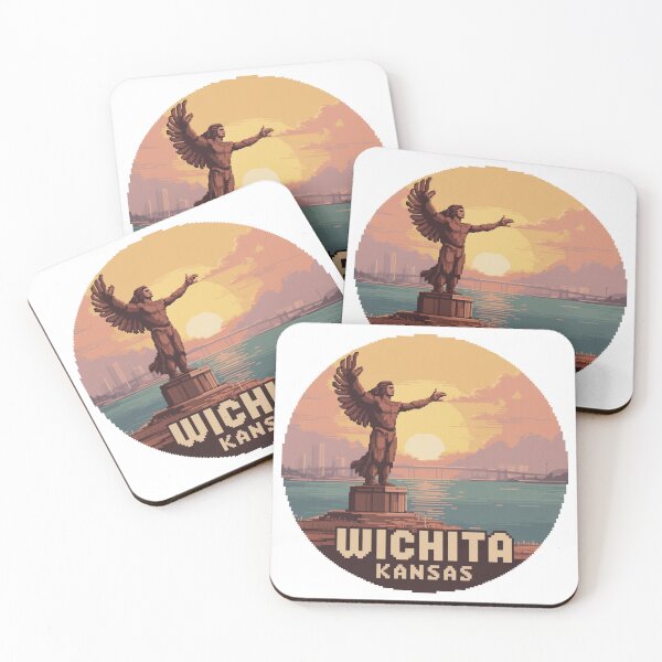 Item preview, Wichita Kansas Sunset – Keeper of the Plains Pixel Art designed and sold by CircinusStore.