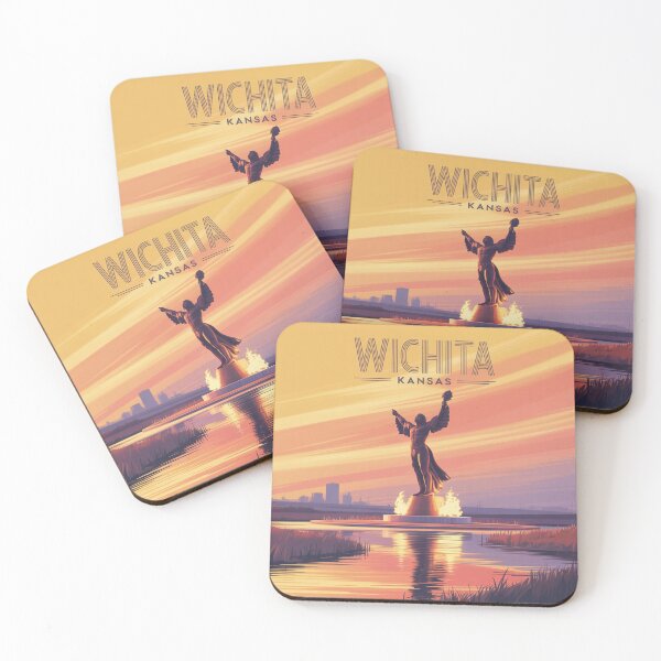 Item preview, Wichita Kansas Sunset – Keeper of the Plains Retro Art designed and sold by CircinusStore.