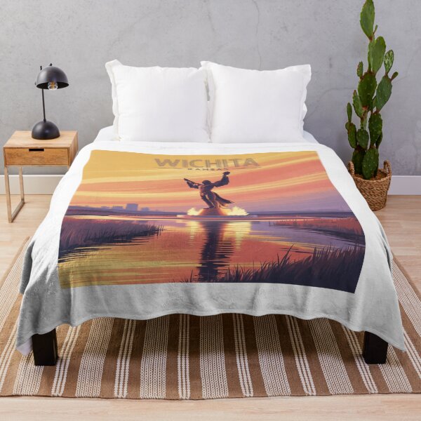 Item preview, Wichita Kansas Sunset – Keeper of the Plains Retro Art designed and sold by CircinusStore.