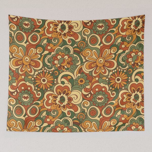 Item preview, Retro Groovy Autumn Floral Pattern - 70s Fall Flowers & Leaves Seamless Repeat designed and sold by StickyGuys.
