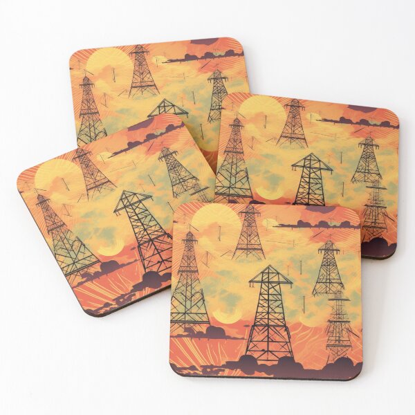 Item preview, Retro Power Grid Sunset Repeat designed and sold by pinkal.