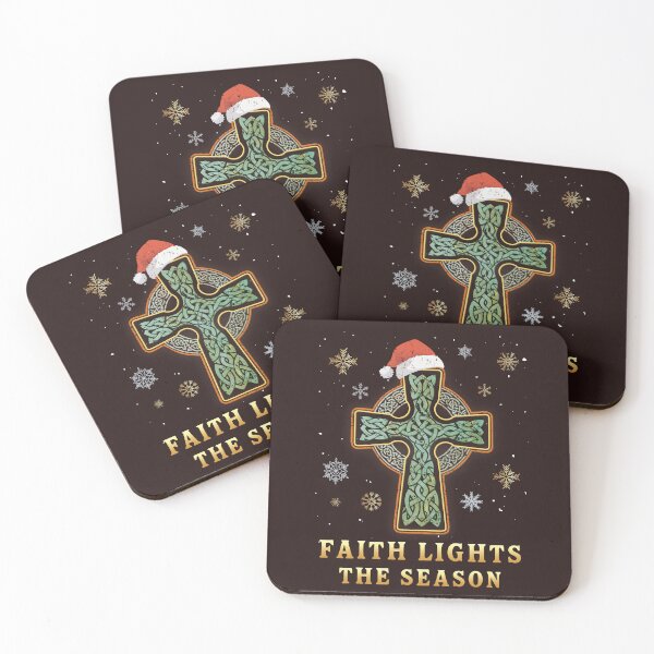 Item preview, Faith Lights the Season – Celtic Cross Spiritual Christmas Art Print designed and sold by Pingestre.