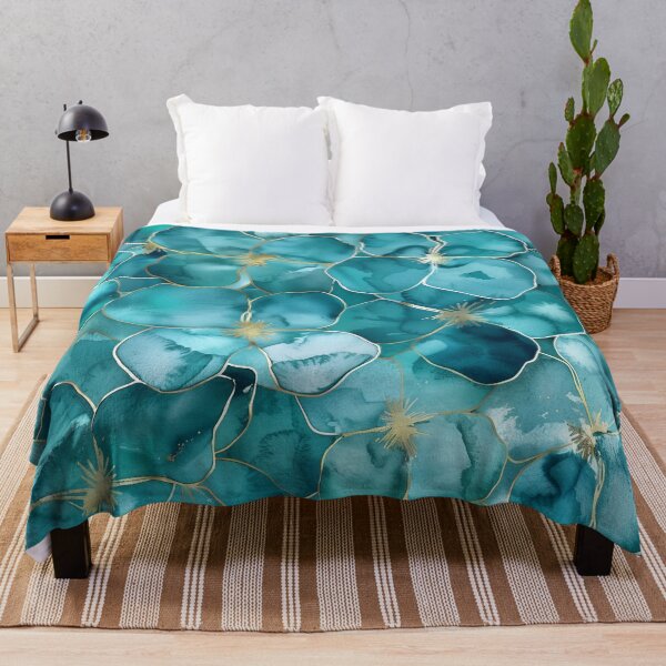 Item preview, Watercolor turquoise gold flowers designed and sold by Letteraddicted.