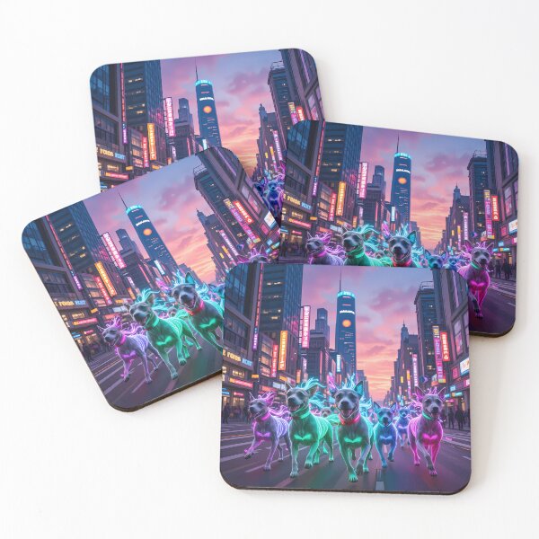Item preview, Dogs Urban Fantasy Warriors Creatures Neon Landscapes Art designed and sold by ART ATTACK ZONE.