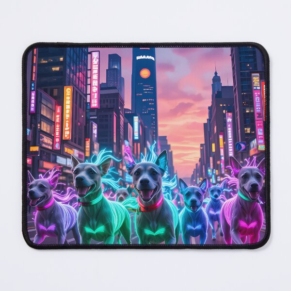 Item preview, Dogs Urban Fantasy Warriors Creatures Neon Landscapes Art designed and sold by ART ATTACK ZONE.
