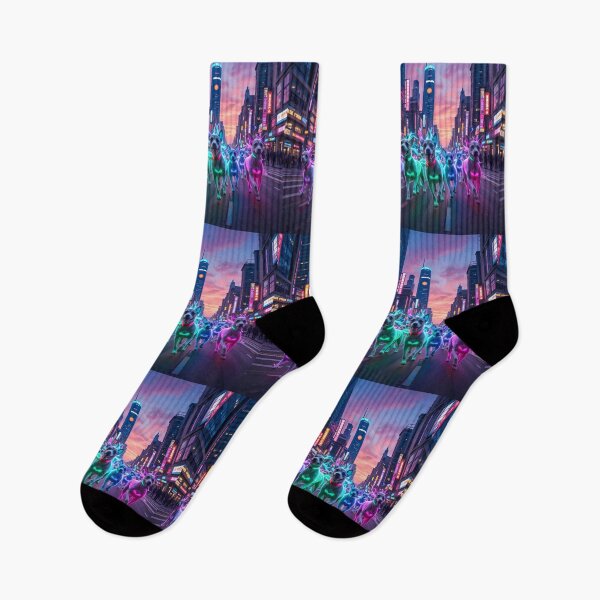 Item preview, Dogs Urban Fantasy Warriors Creatures Neon Landscapes Art designed and sold by ART ATTACK ZONE.