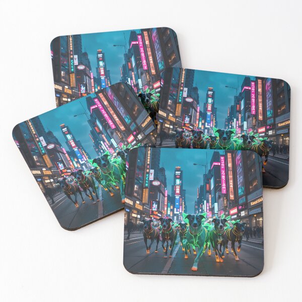 Item preview, Doggies Urban Fantasy Warriors Creatures Neon Landscapes Art designed and sold by ART ATTACK ZONE.