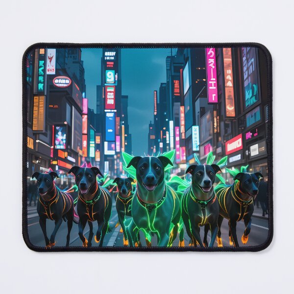 Item preview, Doggies Urban Fantasy Warriors Creatures Neon Landscapes Art designed and sold by ART ATTACK ZONE.