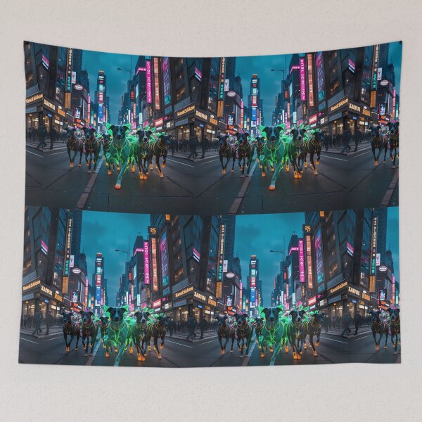 Item preview, Doggies Urban Fantasy Warriors Creatures Neon Landscapes Art designed and sold by ART ATTACK ZONE.