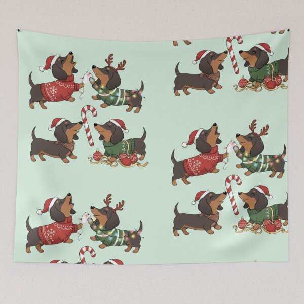 Item preview, Bark The Halls – Cute Christmas Dachshunds in Sweaters & Santa Hats designed and sold by TheLongPaw.