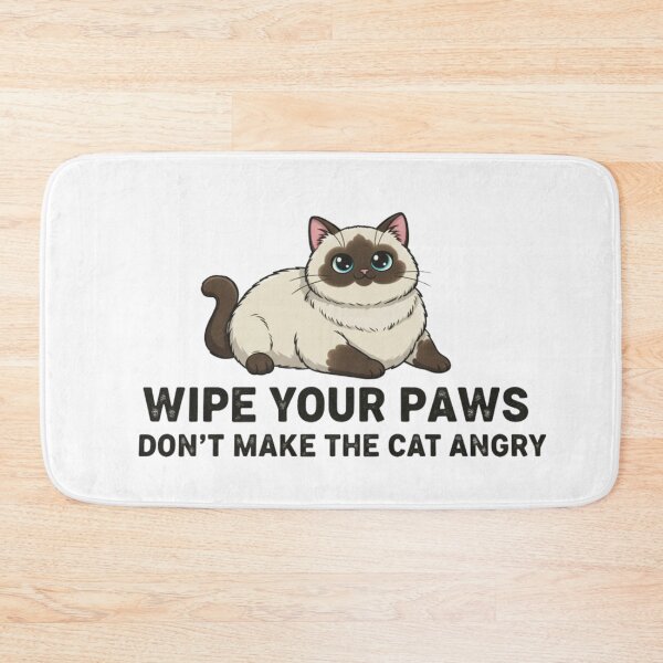 Item preview, Funny Cat Doormat "Wipe Your Paws" (Sassy Siamese Cat) designed and sold by Siamcatshop.