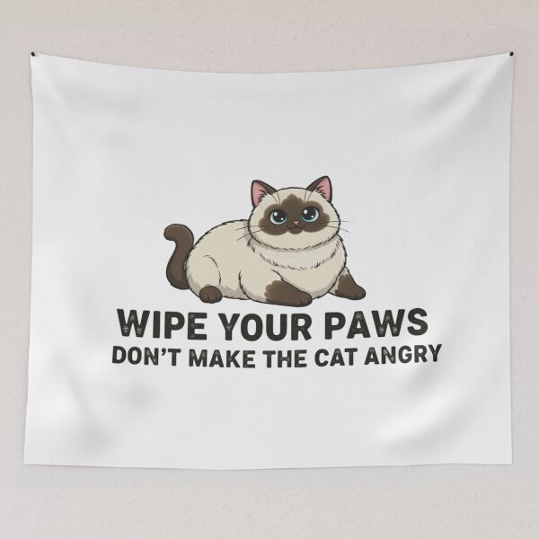 Item preview, Funny Cat Doormat "Wipe Your Paws" (Sassy Siamese Cat) designed and sold by Siamcatshop.