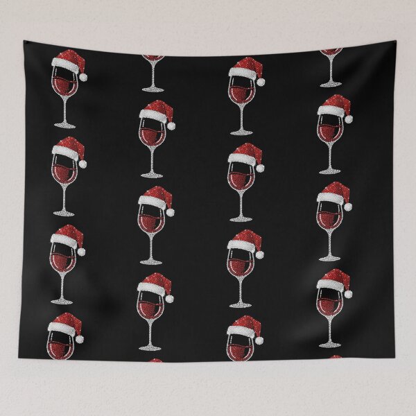 Item preview, Sparkling Holiday Wine – Glamorous Rhinestone Red Wine Glass with Santa Hat designed and sold by PixelVibe782.