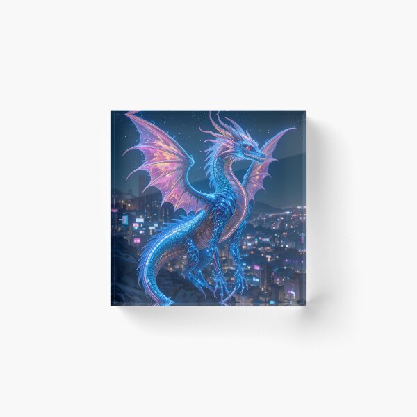Item preview, Dragon Urban Fantasy Warriors Creatures Neon Landscapes Art designed and sold by ART ATTACK ZONE.