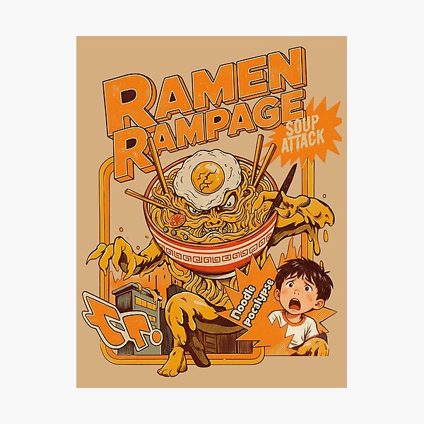 Item preview, Ramen Rampage Retro Monster Attack - Noodle Pocalypse! designed and sold by AwesomeBeyondLimits.