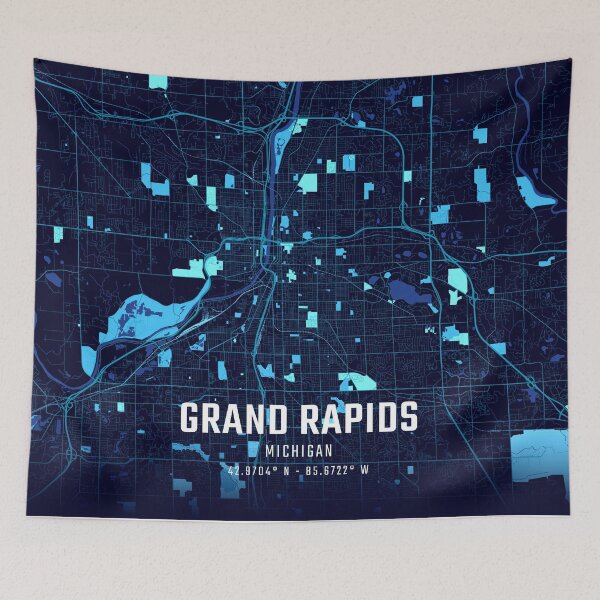 Item preview, Grand Rapids Midnight City Map designed and sold by HomeLivingCo.