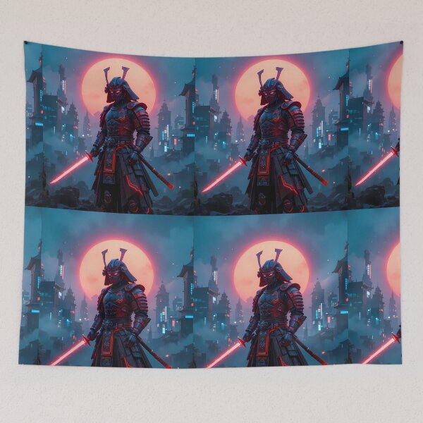 Item preview, Japan Urban Fantasy Warriors Creatures Neon Landscapes Art designed and sold by ART ATTACK ZONE.