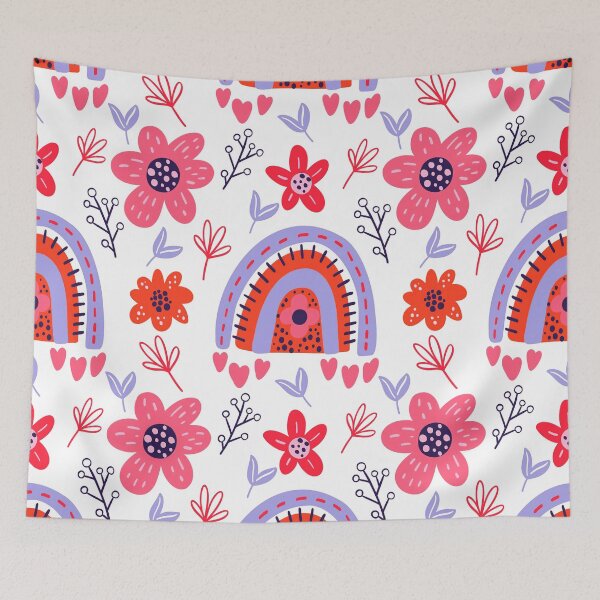 Item preview, Boho Rainbow Floral Pattern In Lilac And Magenta designed and sold by DEC02.