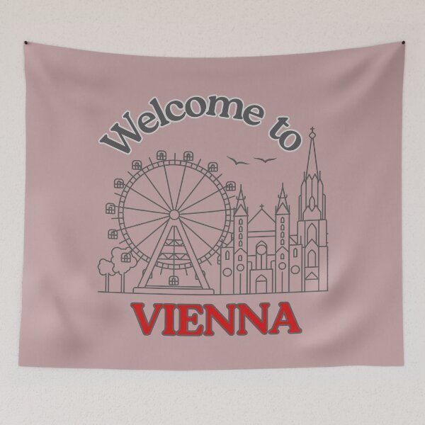 Artikelvorschau, Willkommen in Wien | Riesenrad & Stephansdom Line-Art-Design entworfen und verkauft von mycreastyle.