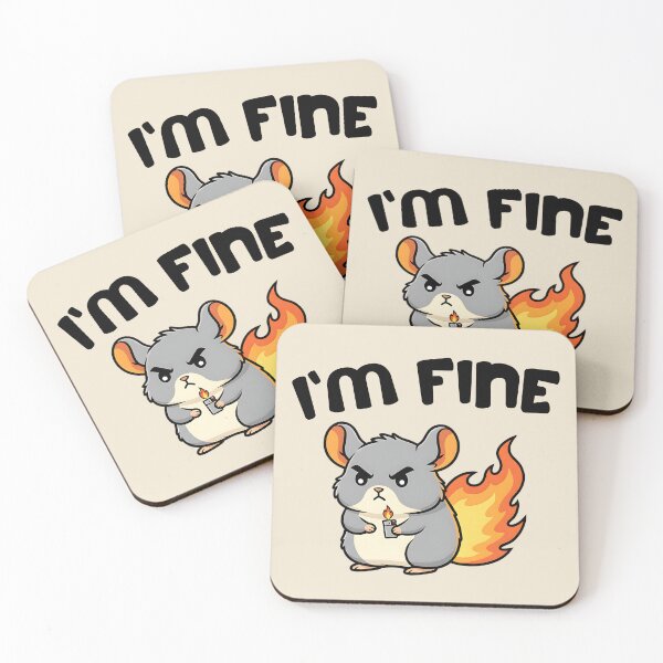 Item preview, Angry Chinchilla on Fire "I'm Fine" Funny Sarcasm designed and sold by AwesomeBeyondLimits.